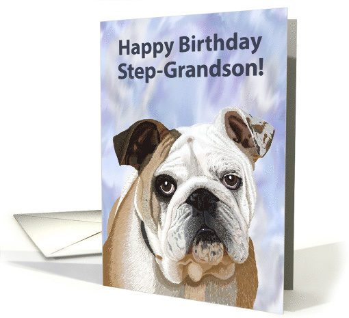 English Bulldog Puppy Birthday Card for Step-Grandson card (1513952)