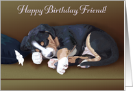 Naughty Puppy Sleeping--Birthday for Friend card