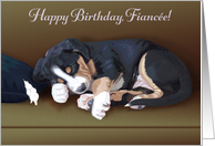 Naughty Puppy Sleeping--Birthday for Fiancee card