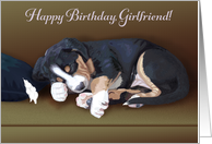 Naughty Puppy Sleeping--Birthday for Girlfriend card