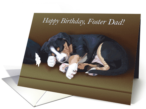 Naughty Puppy Sleeping--Birthday for Foster Dad card (1515048)