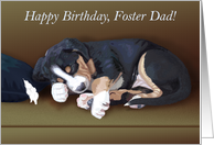 Naughty Puppy Sleeping--Birthday for Foster Dad card