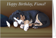 Naughty Puppy Sleeping--Birthday for Fiance card