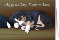 Naughty Puppy Sleeping--Birthday for Father-in-Law card