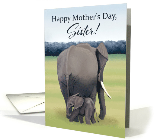 Mother and Baby Elephant--Mother's Day for Sister card (1515666)