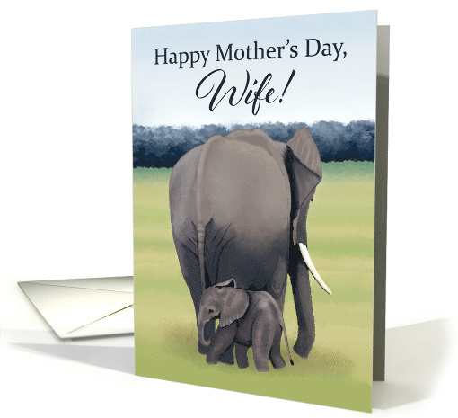 Mother and Baby Elephant--Mother's Day for Wife card (1515670)