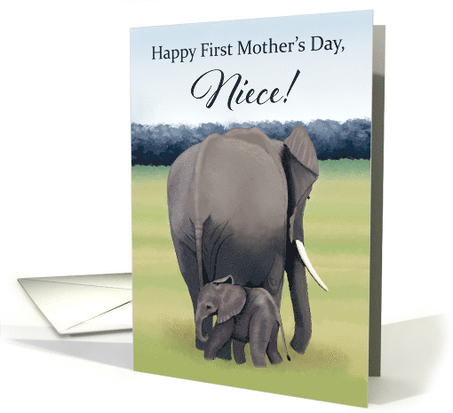 Mother and Baby Elephant--First Mother's Day for Niece card (1515758)