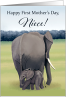 Mother and Baby Elephant--First Mother’s Day for Niece card