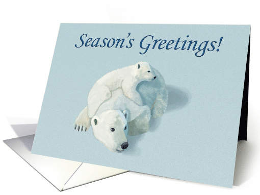 Polar Bear Mother and Cub--Season's Greetings card (1543104)