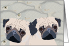 Birthday Card - Sending Pugs and Fishes (Hugs and Kisses) card