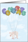 Pig Flying with Balloon Letters Retirement Congratulations Card