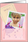 Custom Photo Vellum Envelope, Sequins Girl Age 5 Birthday Card