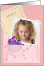 Custom Photo Vellum Envelope, Sequins Girl Age 4 Birthday Card