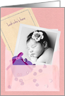 Custom Photo Vellum Envelope, Sequins Baby Girl Birth Announcement card