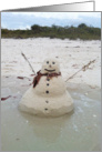 Sand Snowman on the Beach Close Up, Blank Note Card