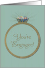 Retro Engagement Congratulations Glitter-Effect Vintage Diamond Ring card