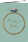 Retro Engagement Congratulations for Sister Vintage Diamond Ring card