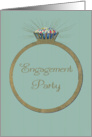 Retro Engagement Party Invitation Vintage Diamond Ring, Glitter-effect card