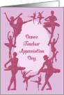 Dance Teacher Appreciation Day, Glitter-Effect Ballerinas card