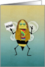 Hippie Bee Day, Name Specific Happy Birthday Card for Michael card