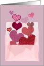 Sending Love, Hearts Float Out of a Vellum Envelope card