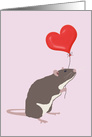 Rat with Heart Balloon Valentine’s Day card