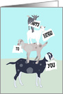 Goats Eating Paper in a Stack Birthday card