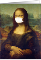 Coronavirus Social Distancing, Miss You, Mona Lisa in a Mask card