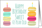 65 Years Old Macarons with Candles Happy Birthday card