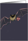 Bat with Bouquet of Flowers Get Well card