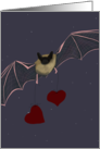 Bat Carrying Hearts Anniversary on Halloween card