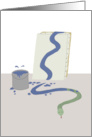 Snake Creating a Blue Abstract Painting card