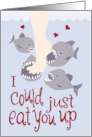 Piranha Romantic Blank Note card