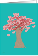 Tree With Heart Leaves, Blank Note Card