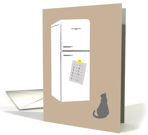 12 Step Recovery Encouragement Card - Cat, Note on Fridge card