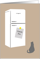 Thank You Note on Fridge - Cat, blank inside card