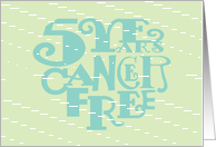 Congratulations 5 Year Cancer Free, Blue Heart Typography card