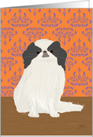 Japanese Chin Dog, Wallpaper, Black and White, Blank Note Card