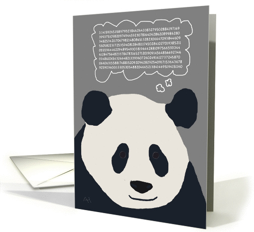 Happy Pi Day - Panda with a Thought Bubble Thinking of Pi card