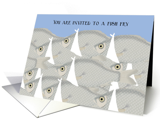 Fish Fry Invitation - School of Fish Holding Forks and... (1037409)