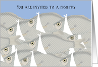 Fish Fry Invitation - School of Fish Holding Forks and Wearing Napkins card