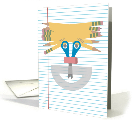 Thank You Teacher - School Supply Happy Face card (1037977)