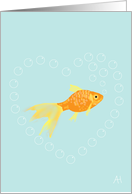 Goldfish Surrounded by Bubble Heart, Blank Note Card