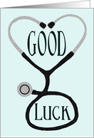 Stethoscope Forming a Heart - Good Luck on Medical Boards card