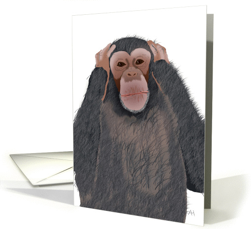 Chimpanzee, Hear no Evil, Get Well Soon, Feel Better card (1054007)