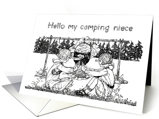 Vintage Girls Playing by Campfire Letter from Home to... (1063767)