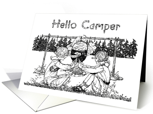Vintage Girls Playing, Letter from Home to Girl Camper at Camp card