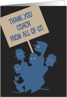 From All of Us -Thank You Coach, Boys Holding a Sign, Vintage, Retro card