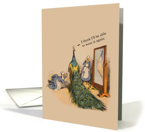 Vintage Peacock at Dressmaker - Thank You Bridesmaid card (1070319)