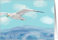 Seagull Flying Over the Sea - Card for a Hospice Patient, End of Life card